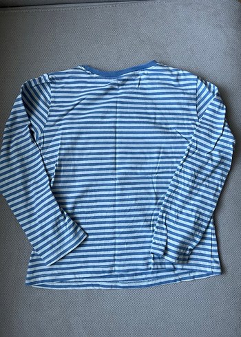 Çizgili Unisex Sweatshirt, Uzun Kollu, Düğmeli - Görsel 4