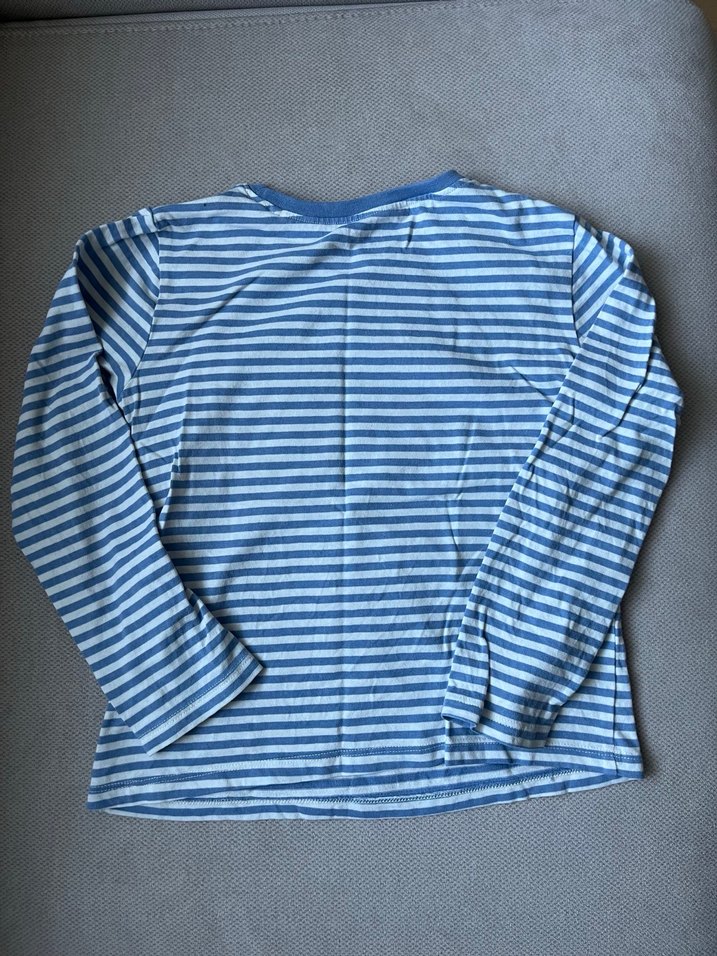 Çizgili Unisex Sweatshirt, Uzun Kollu, Düğmeli - Görsel 4