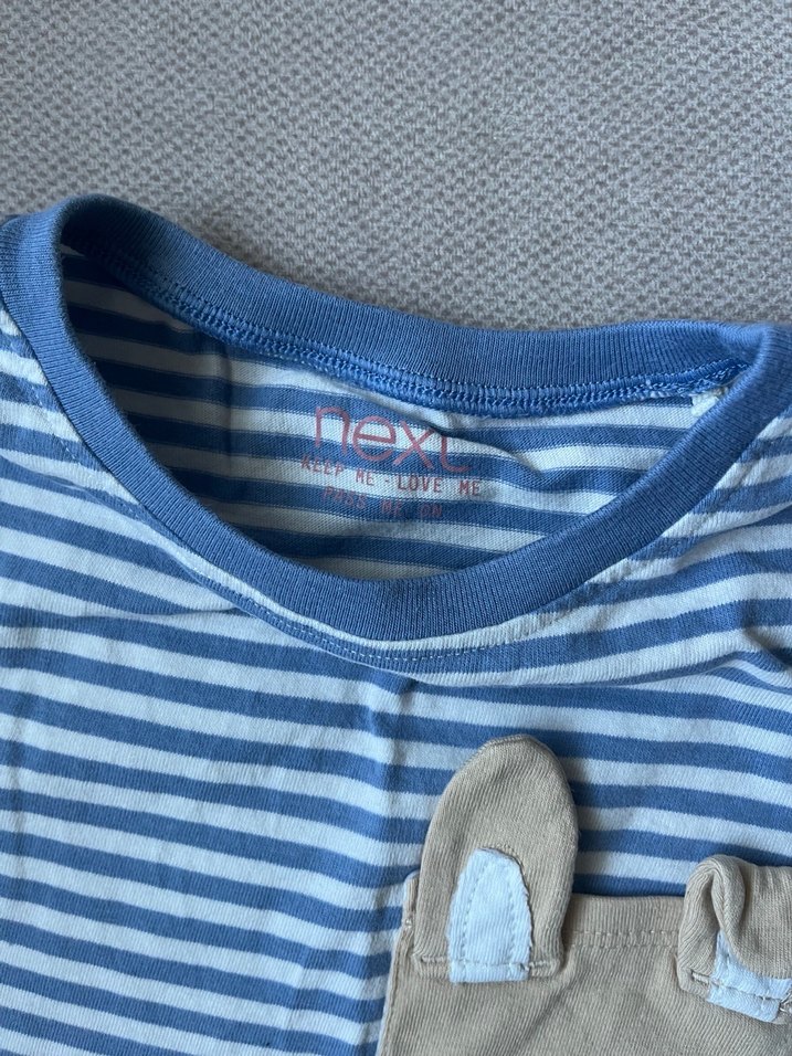 Çizgili Unisex Sweatshirt, Uzun Kollu, Düğmeli - Görsel 3