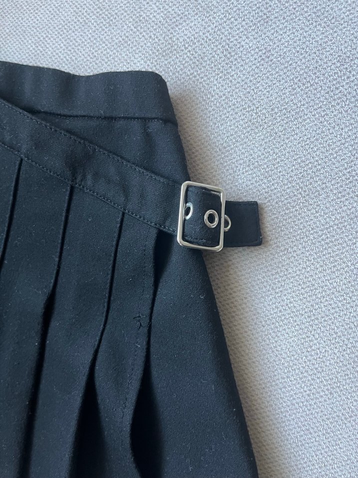 Kiz Cocuk Siyah Pilili Midi Mini Etek - Görsel 2