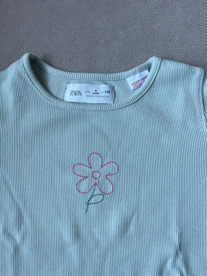 Uzun Kollu Mavi Kız Çocuk Tişörtü - Görsel 2