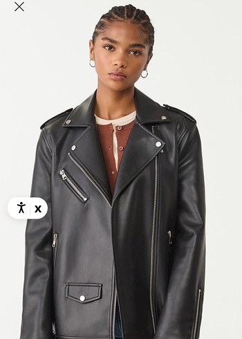 Krem Deri Biker Ceket