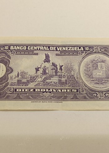 1971 Venezuela 10 Bolívares Eski Banknot