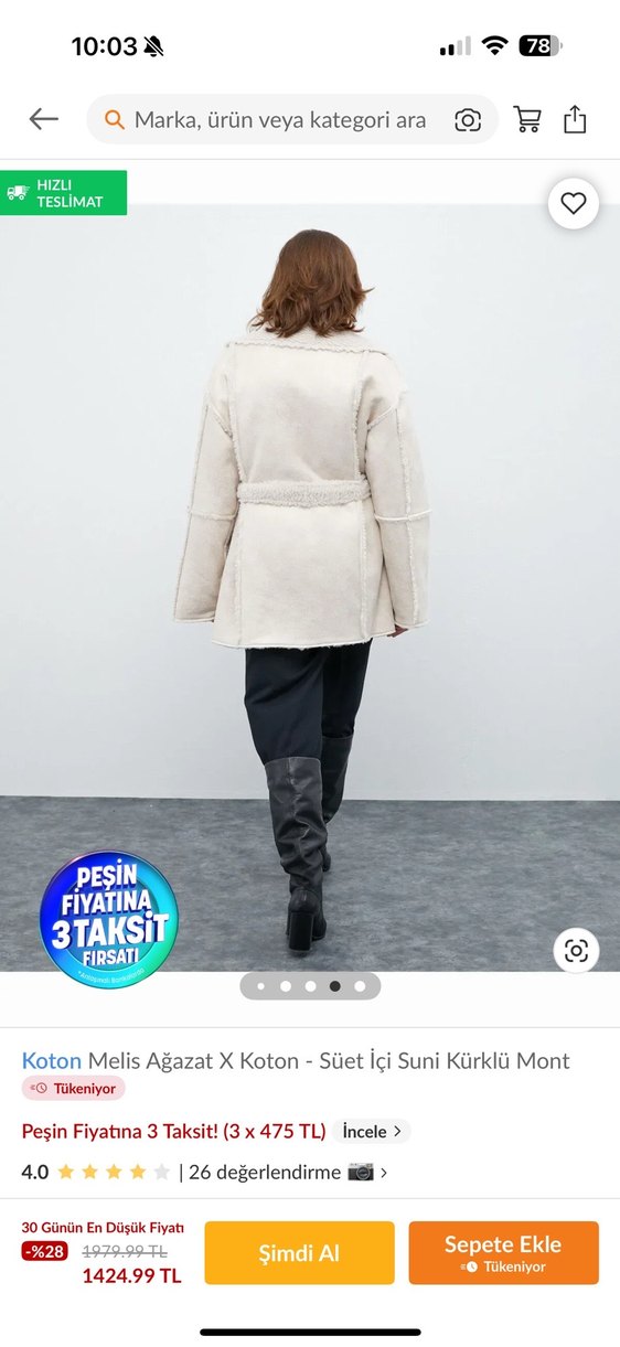 Beyaz Kürklü Mont - Görsel 3