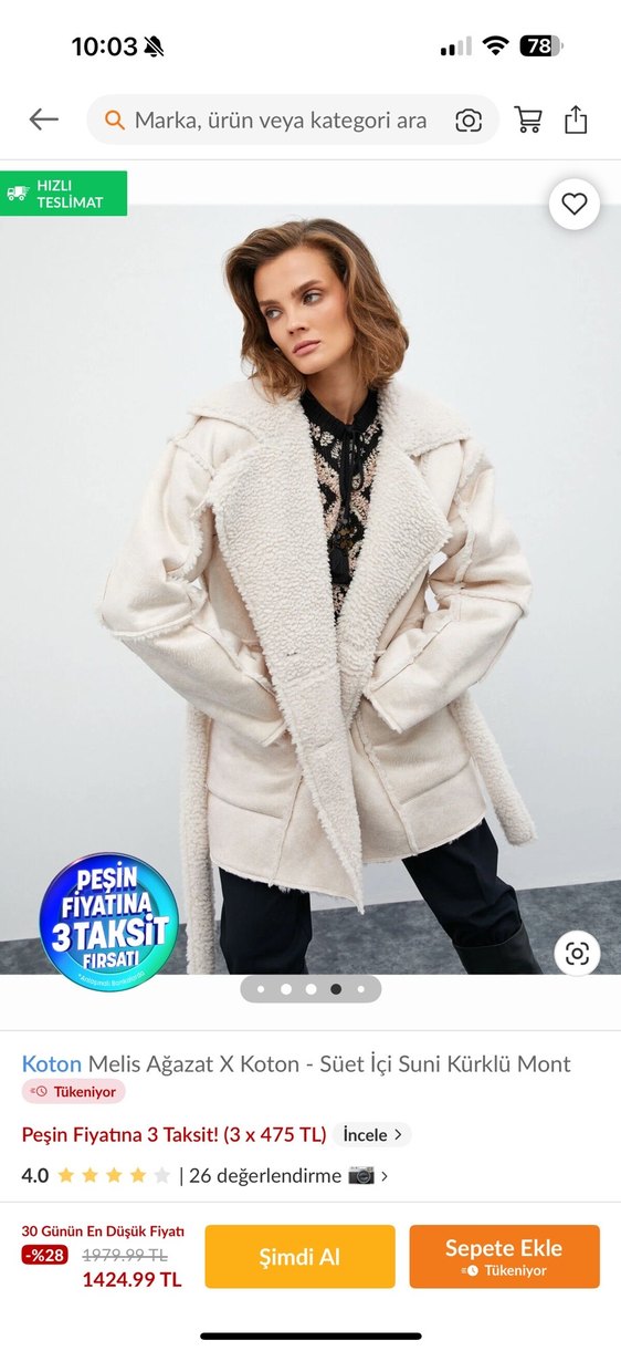 Beyaz Kürklü Mont - Görsel 2