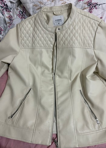 Bej Deri çeket - Görsel 4