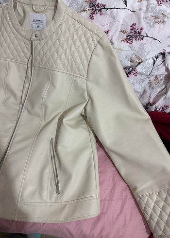 Bej Deri çeket - Görsel 5