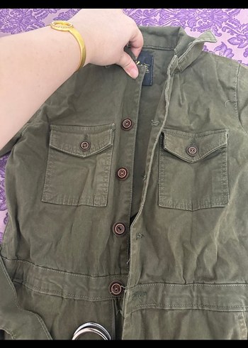 Kadın Haki Kemerli Uzun Tulum - Görsel 3