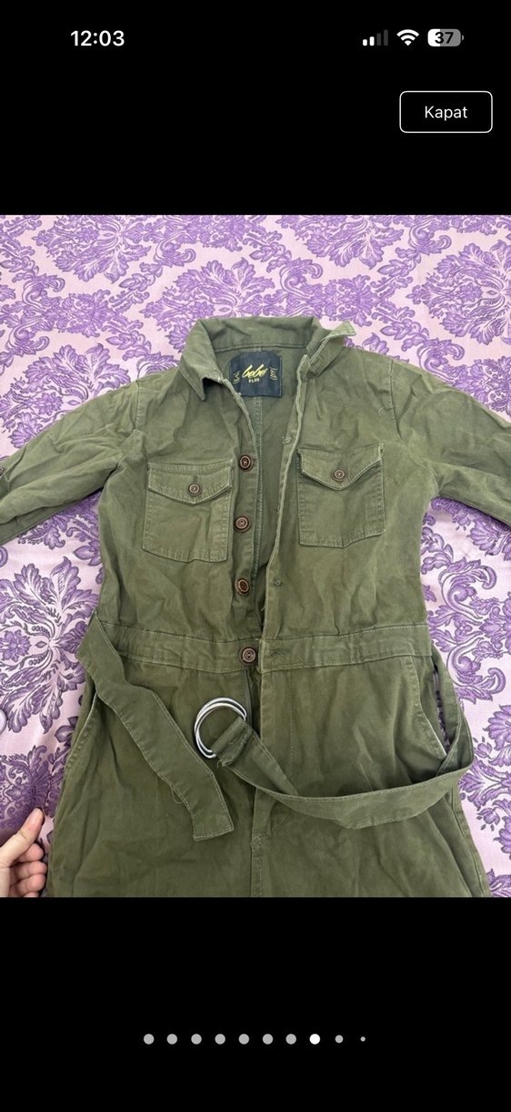 Kadın Haki Kemerli Uzun Tulum - Görsel 2