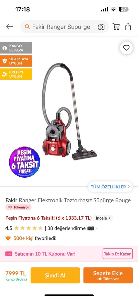 Fakir ranger Toz Torbasız Elektrikli Süpürge - Görsel 3