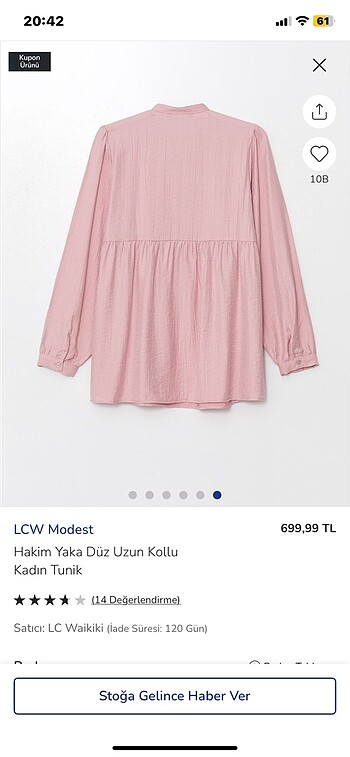 38 Beden Lc toz pembe salaş tunik