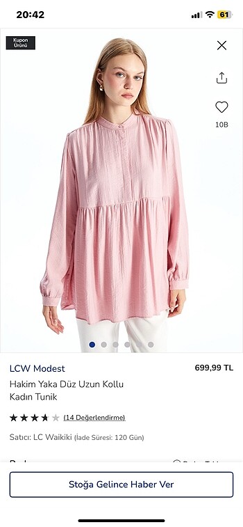 LC Waikiki Lc toz pembe salaş tunik