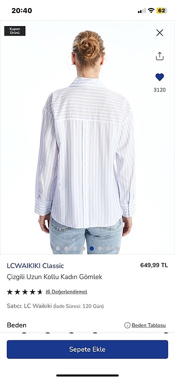 Lila tunik gömlek lc ürünü yeni çok tatlı arkadan düğmesi var - Görsel 2