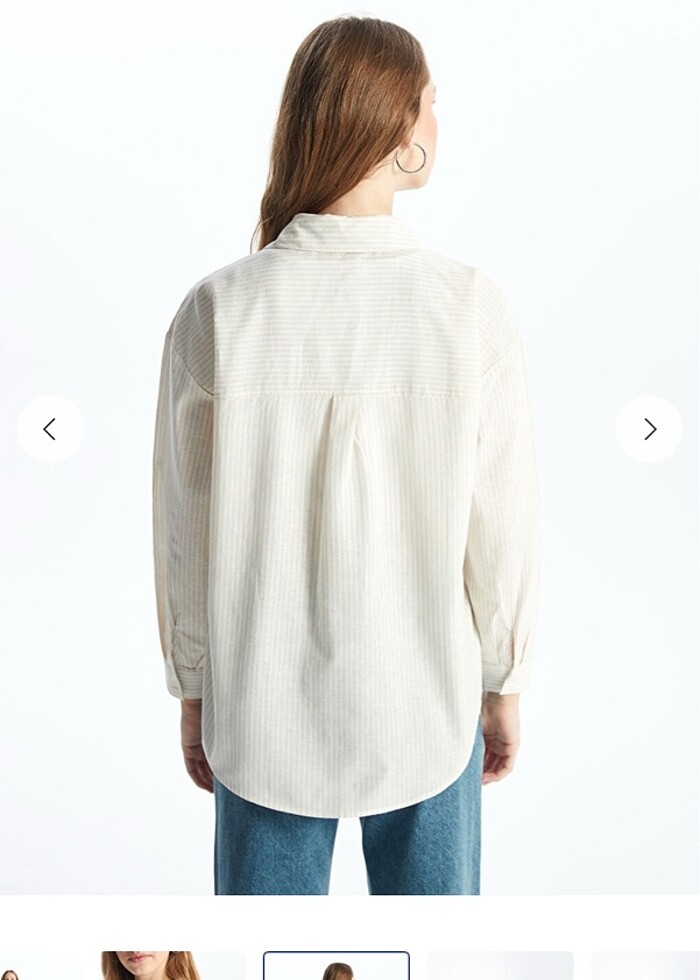 Soft Sarı gömlek tunik cepli keten - Görsel 3