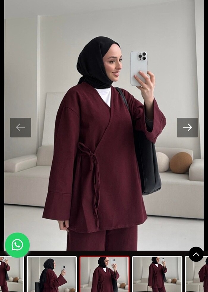 Bordo kimono takım sıfır - Görsel 3
