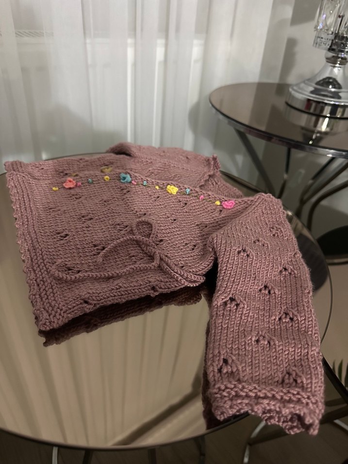 Nakışlı Bohem Stil Kız Triko Hırka - Görsel 3