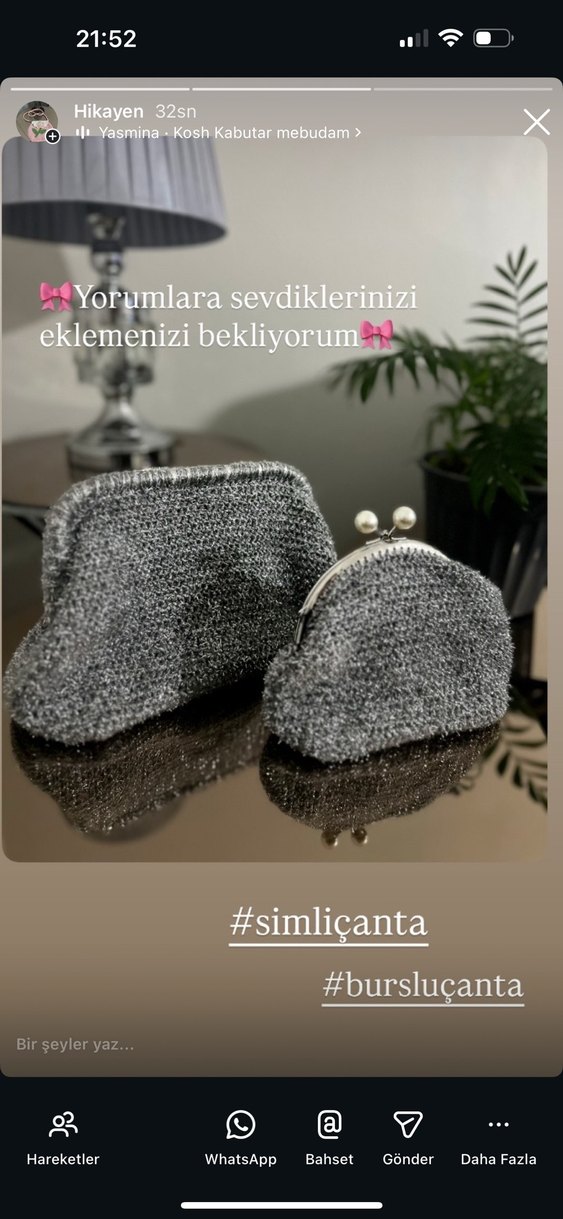Gri Örgü Kadın Clutch Çanta - Görsel 2