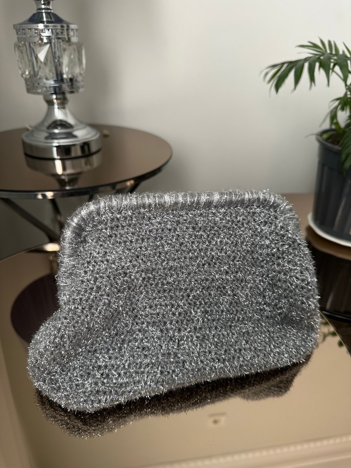 Gri simli Örgü Kadın bursluÇanta - Görsel 2