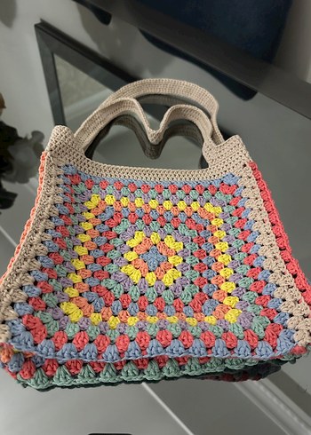 Renkli Örgü motif Çanta