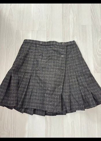 Gri Pileli Mini Etek - Görsel 2