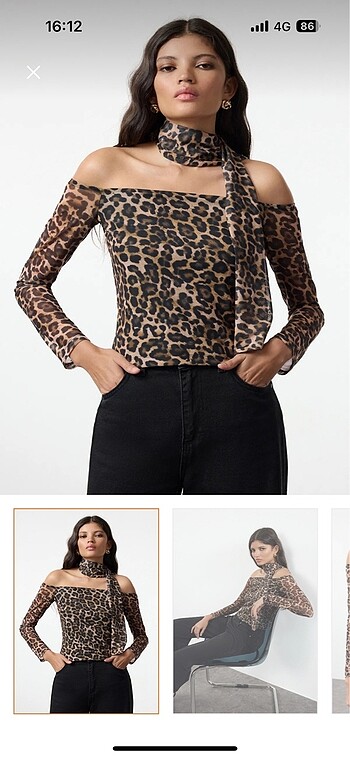 Leopar Bluz Fularlı