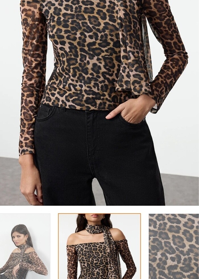 Leopar Bluz Fularlı - Görsel 2