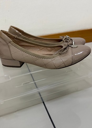 Bej Rugan Detaylı Kadın Dolgu Topuk Babet - Görsel 2