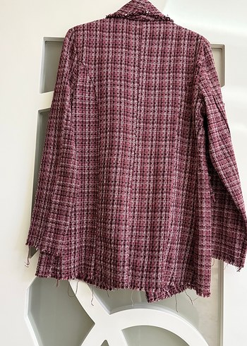 Bordo Ekose Mini Kadın Ceket pantolon üst takım bordo3 lü takım - Görsel 3