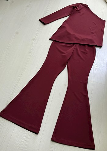 Bordo Ekose Mini Kadın Ceket pantolon üst takım bordo3 lü takım - Görsel 5