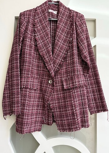 Bordo Ekose Mini Kadın Ceket pantolon üst takım bordo3 lü takım - Görsel 7