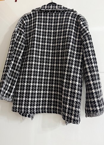 Gri Ekoseli Kısa Kadın Ceket - Görsel 3