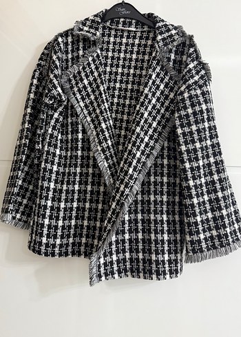 Gri Ekoseli Kısa Kadın Ceket - Görsel 2