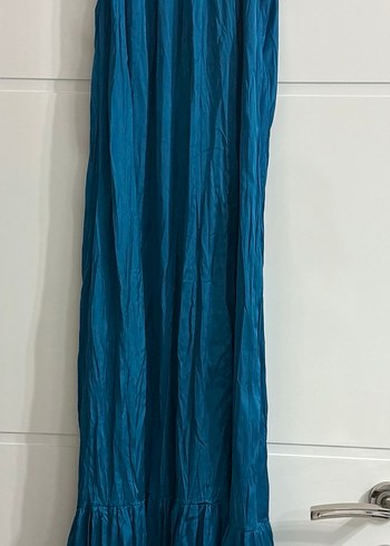 Zara halter yaka mavi elbise saten S beden - Görsel 5