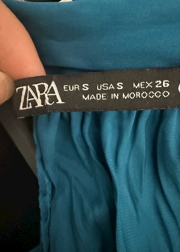 Zara halter yaka mavi elbise saten S beden - Görsel 4