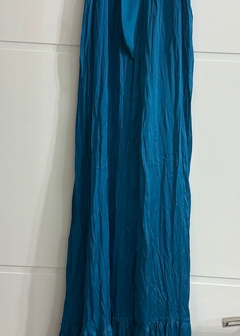 Zara halter yaka mavi elbise saten S beden - Görsel 7