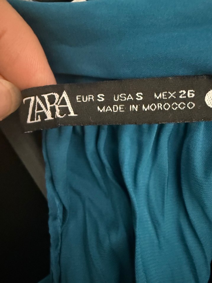 Zara halter yaka mavi elbise saten S beden - Görsel 4