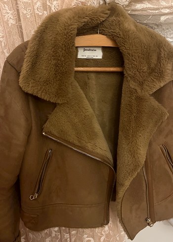 Stradivarius Kahverengi Süet Kürklü Kadın Ceket