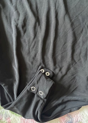 Uzun Kollu Siyah Drapeli Göğüs Dekolteli Hamile Bluzu - Görsel 2