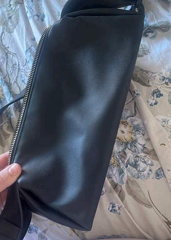 Siyah Deri Fermuarlı Kadın Çanta - Görsel 2