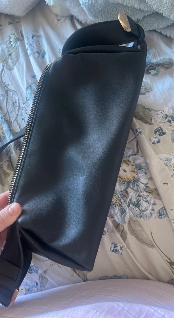 Siyah Deri Fermuarlı Kadın Çanta - Görsel 2