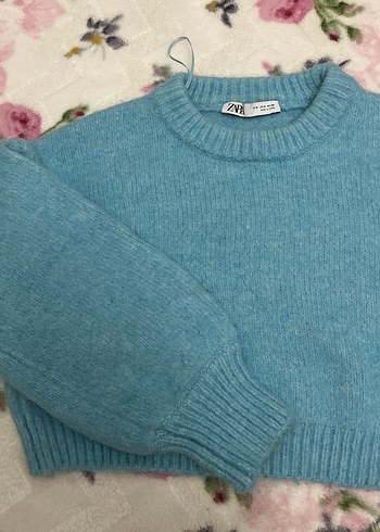 Mavi Örgü Kadın Triko Kazak - Görsel 3