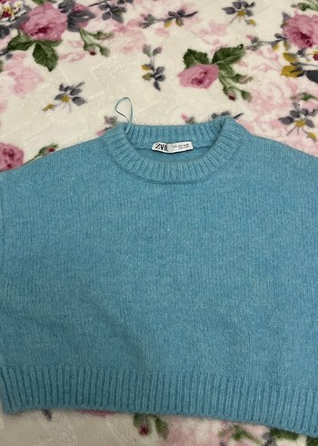 Mavi Örgü Kadın Triko Kazak - Görsel 2