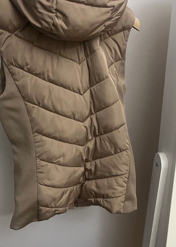 Bej Kapüşonlu Kemerli Kadın Yelek - Görsel 4