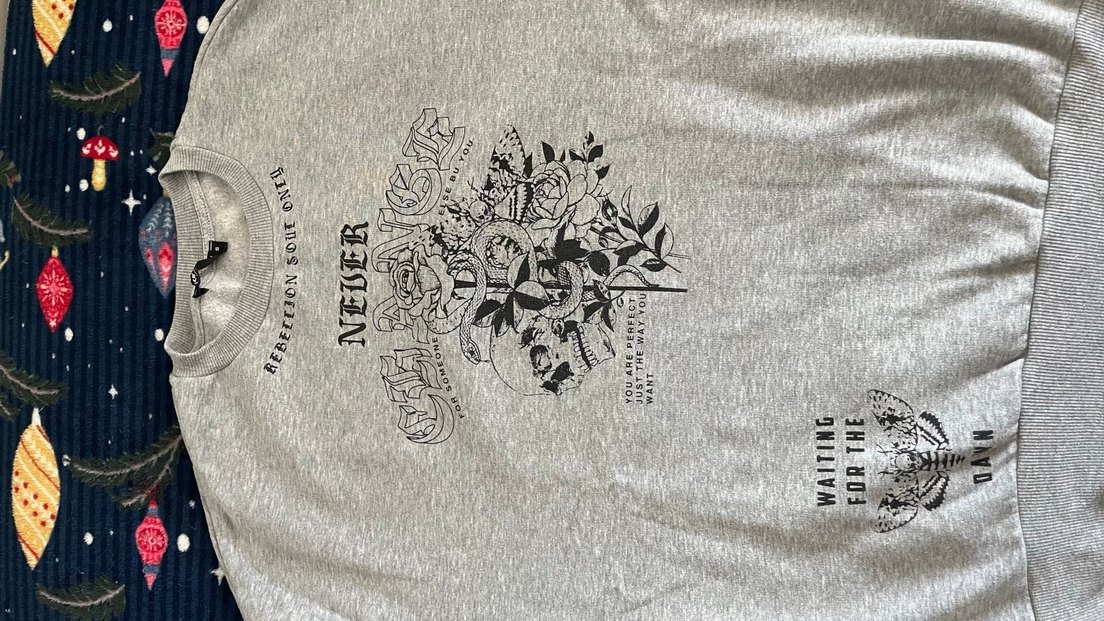 Gri Rock Punk Erkek Sweatshirt - Görsel 3