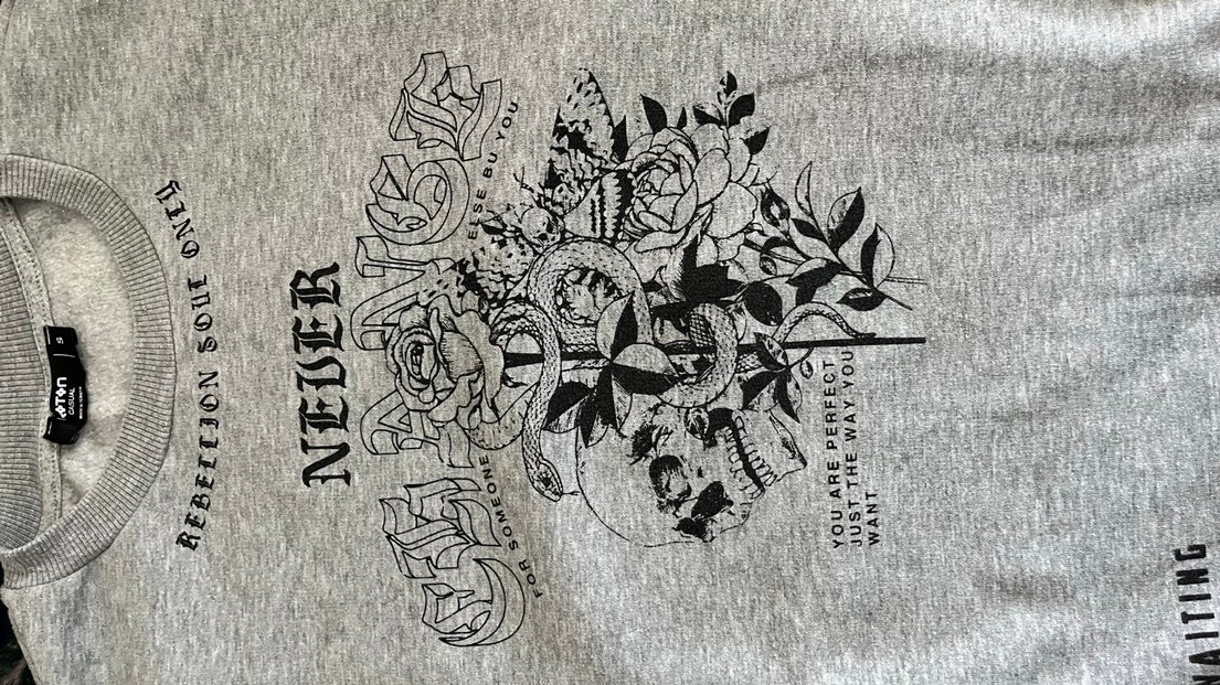 Gri Rock Punk Erkek Sweatshirt - Görsel 4