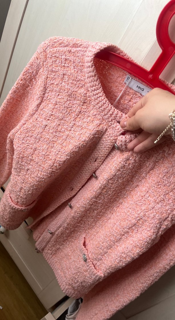 Pembe Mini Örgü Kadın Kazak - Görsel 5