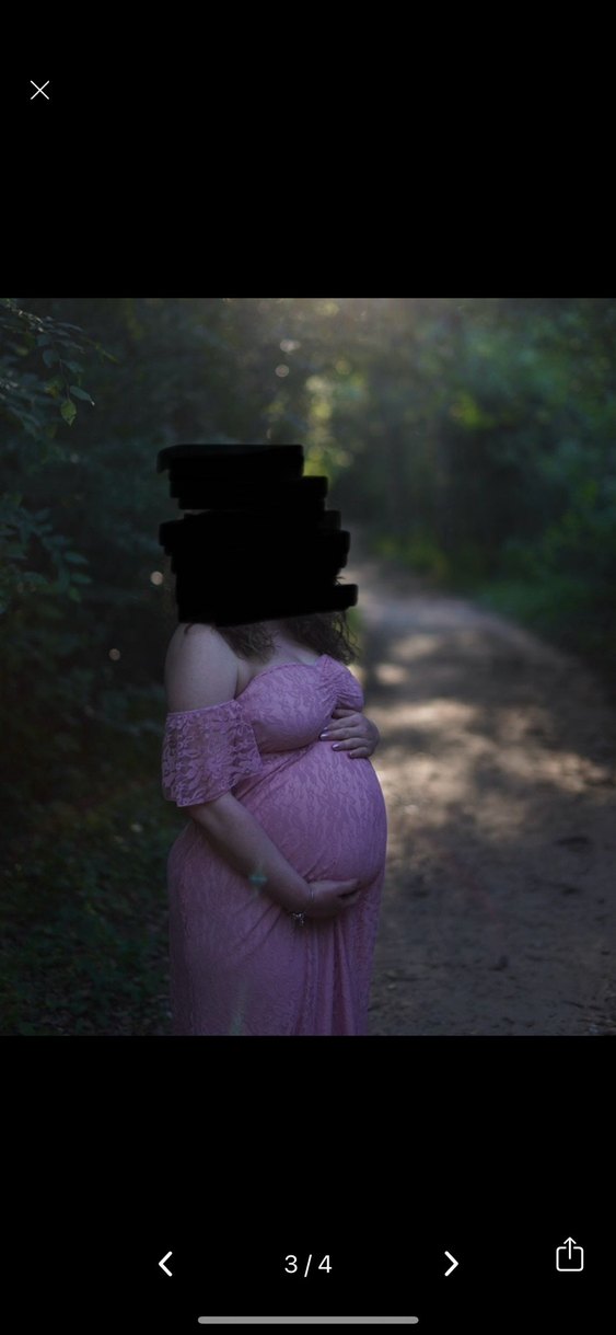 Pembe Dantel Uzun Hamile Abiye Elbise - Görsel 3