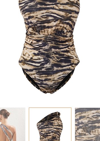 Zebra Desenli Drapeli Mini Kadın Mayo - Görsel 6