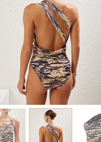 Zebra Desenli Drapeli Mini Kadın Mayo - Görsel 5