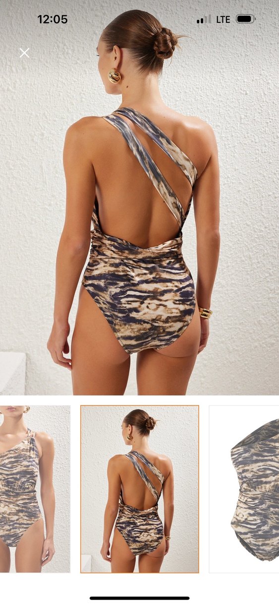 Zebra Desenli Drapeli Mini Kadın Mayo - Görsel 5